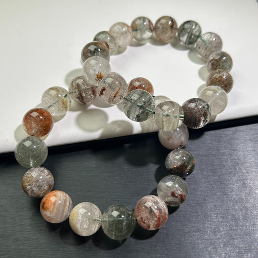 
Thousand-layered ghost crystal bracelet for four seasons natural full mine ghost deep green red ghost bead bracelet QCSJ12244 bead diameter about 12mm