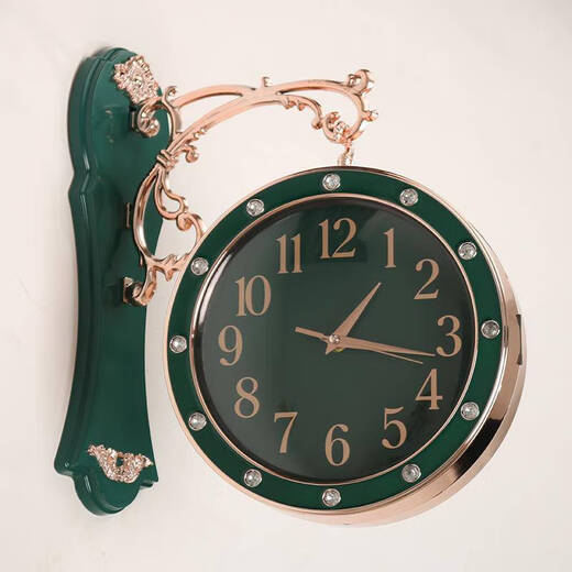 CLCEY24 double-sided wall clock living room fashion European creative clock two-sided quartz clock modern simple and fashionable 9889 wood color other