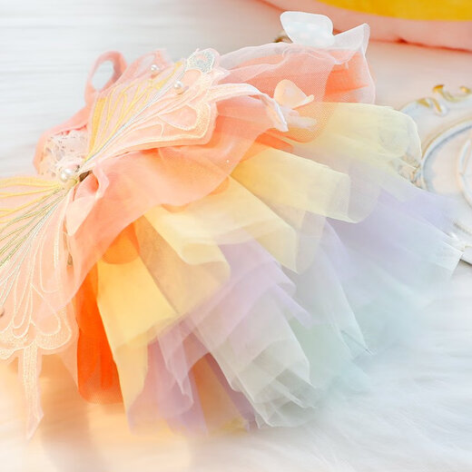 Vêtements de chien Cat mince Cat jupe arc-en-ciel papillon coloré bouffant petit chien en peluche en peluche 4867 rose papillon ne peut pas être démonté xs est environ 2-4 Jin [Jin est égal à 0,5 kg] 2 pièces à 95% de rabais