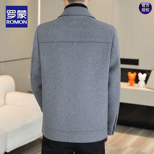 ROMON woolen woolen coat men's short double-sided woolen coat autumn and winter new casual men's thickened down woolen jacket 2308 down style/grey XL suitable for 130-150Jin Jin equals 0.5 kg