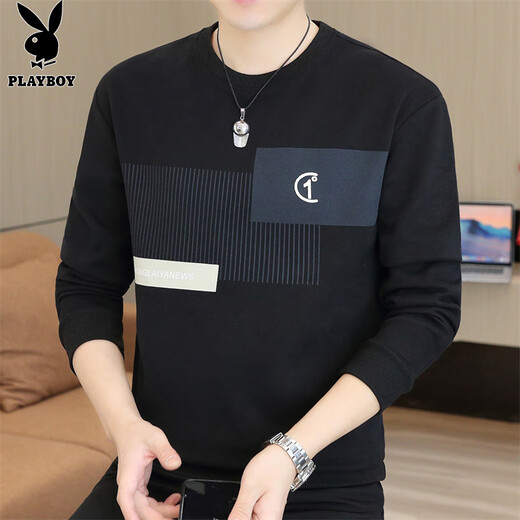Playboy (PLAYBOY) sweatshirt men's jacket men's long-sleeved T-shirt men's autumn and winter sports and leisure bottoming shirt high-end fashion brand top clothes
