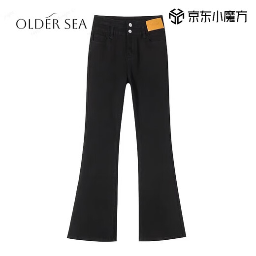 OLDER SEA黑色高腰显瘦喇叭裤女2025年夏季新款小个子微喇牛仔裤子女 黑色 27 /M 建议95-108斤