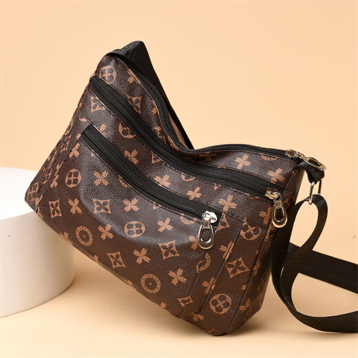 
PSVORT new versatile and atmospheric middle-aged women's bag mother bag multi-layer soft leather one-shoulder crossbody bag mother-in-law bag crossbody bag arrow pattern