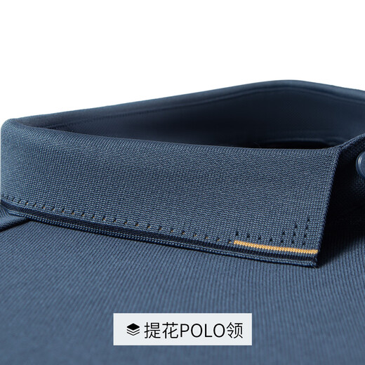 Rich mulberry silk long-staple piqué cotton men's polo shirt men's autumn middle-aged business casual long-sleeved T-shirt men