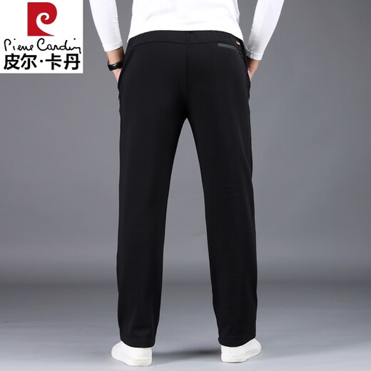 皮尔卡丹（pierre cardin）纯棉运动裤男秋冬季加绒加厚男士休闲裤宽松大码卫裤中年爸爸裤子 Z9928【夏季薄.款】黑色 XL