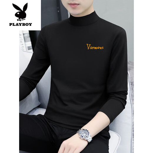 
Playboy (PLAYBOY) pure cotton half turtleneck base shirt for men's long-sleeved T-shirt solid color middle-collar spring and autumn men's underwear T-shirt outside autumn clothes LH-YPC6187 white XL [Suggested 130-145Jin [Jin equals 0.5 kg]]