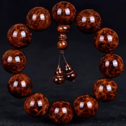 Lei Yumeng authentic Hainan Huanghuali bracelet 20 men's ghost face tumor scars on the eye water wave gall tumor pattern girl old oil wood Buddhist beads collection grade full of tumor scars 20mm 12 pieces