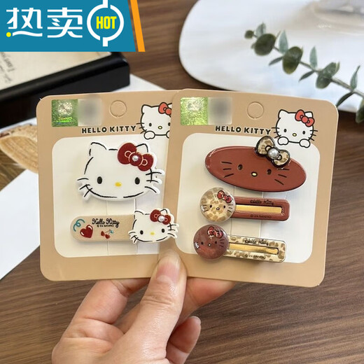 Tongrubi hairpin clips are decorated with internet celebrity hottest HelloKitty decoration autumn and winter brown leopard print BB clip girl hairpin 12187 leopard print markless hairpin pair