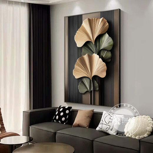 Ruishang (RUISHANG) minimalist abstract porch decorative painting, modern simple model room hanging painting, floor painting, living room sofa background wall painting, 80*120 aluminum alloy frame + crystal porcelain surface (recommended)