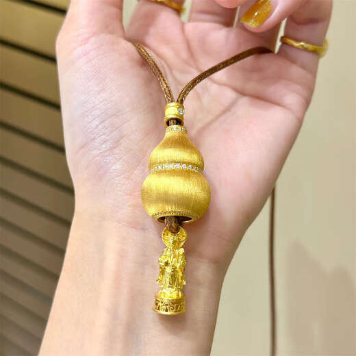 Only double ancient method inherited 18k gold micro-inlaid God of Fortune God of Fortune pendant necklace exquisite niche ancient design clavicle neck necklace God of Fortune God of Fortune + coffee rope