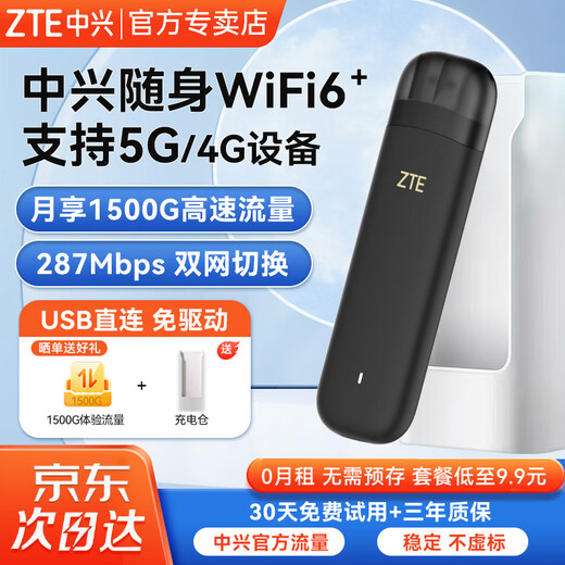 ZTE F32 wifi6 portátil viene con 1500G, admite dispositivos 5G 4G, tarjeta inalámbrica extraíble sin tarjeta, velocidad ilimitada, tarjeta de red portátil, tráfico universal para toda la red, modelo 2025, conmutación de red dual WiFi6 negra, versión insignia