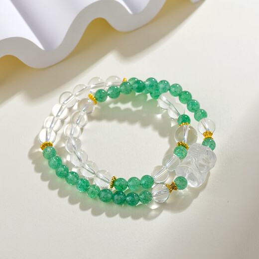 Natural Green Erdbeer weißer Kristall Zakiram Armband Gelb Gummi Blume Zyklon Armband Bogen Rabbit Ohr Anhänger C691 Grüne Erdbeer weiße Kristall Zakiram Matching Zertifikat