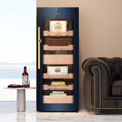 Vinocave cigar cabinet, constant temperature and humidity, eggplant cultivation cabinet, inverter compressor with fingerprint lock, cedar wood box, ammonia removal and moisturizing cabinet, small household naked cultivation remote display cabinet, V5 frequency conversion temperature and humidity control + double ammonia removal 200L