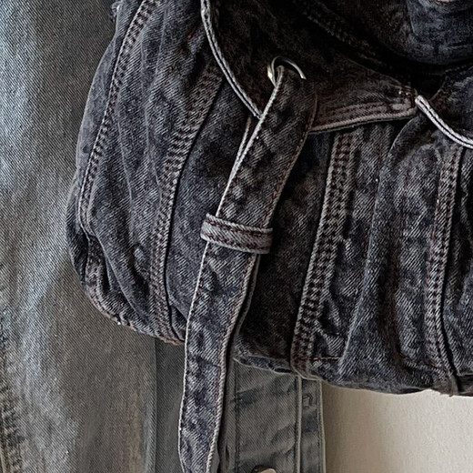 Retro Nischendesign Sinn für Denim-Tasche Tasche eine Schulter mit großer Kapazität Leinwand Tasche Mode Frauenklasse Rucksack SN-9901# Schwarz