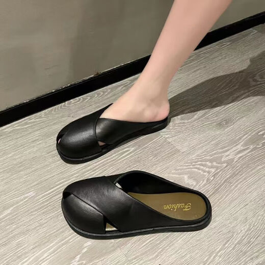 女士凉鞋凉拖鞋女外穿软底网红包头舒适懒人拖鞋软底凉拖鞋女 688-咖色 38-39 适合37-38的脚