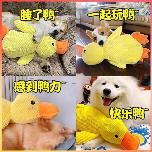 Pet toy plush sleep companion duck, resistant to teeth grinding, making sounds to relieve boredom, cat pet toy charging duck, vocal companion duck (resistant to biting and tearing) large size (38*16*13) cm