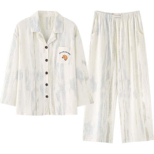 Princess Mark 2025 new female Korean style home clothes can be worn outside couples pure cotton pajamas men's spring and autumn casual suit HZ2917-couple female style L