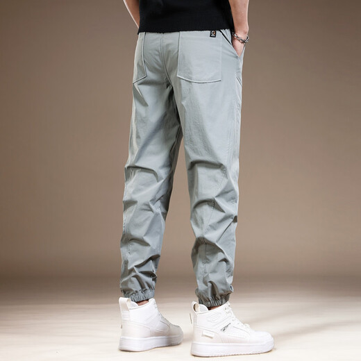 Canelin Kiskha haut de gamme American Ice Silk Sports à séchage rapide Pantalon décontracté pour un pantalon lâche à la mode et à la tendance polyvalent en été pour hommes, Gray L convient à 130-150jin [Jin est égal à 0,5 kg]