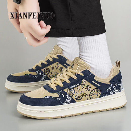 
Xianfeinuo summer new extra-large-size men's shoes for Chinese fashion couples sports and casual shoes low top trendy shoes plus fat and enlarge 9922 green cashew flowers 40