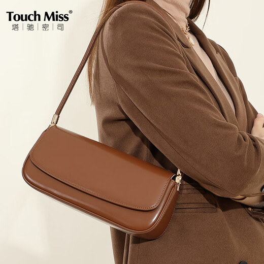 Tachi Miss 2025 New Genuine Leather Women's Bag Saddle Bag Commuting Underarm Bag Temperament Black
