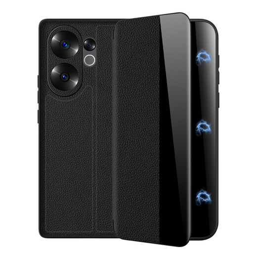 Demany Daymonyvivos30 Mobilfunkkoffer S30 Promini Magnetic Lap Protective Case S30-Serie S30 Pro Neu Neu-inclusive Anti-Fall-Business-Premium-Shell für Männer und Frauen Schwarz (Real Leder Magnetic Lap Antwort) + Film Vivo S30