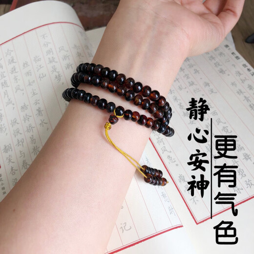 DENIOT natural Fushun amber herbal amber medicinal amber amber medical amber Buddha beads bracelet necklace 6MM herbal amber medicinal amber Buddha beads