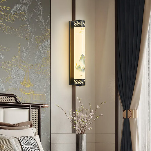 
Handisi new Chinese style wall lamp living room background wall bedroom bedside lamp iron long Chinese style Zen staircase aisle lamp 1049-60 cm
