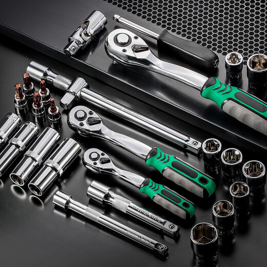 史丹利（STANLEY）216筒汽修组套筒扳手套装快速棘轮修车工具组合维修轮胎 升级款12172齿