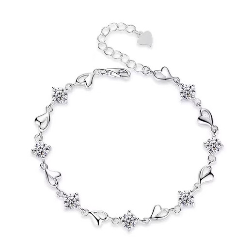 Lao Feng Yin Lou Xiang PT950 Platinum Bracelet Platinum Diamond Birthday Gift for Girlfriend and Wife Valentine's Day 1_Heart of the Ocean White Diamond