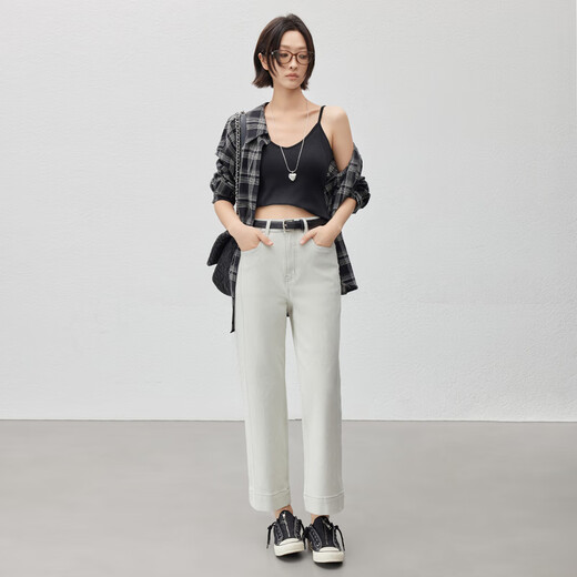 
MeiYANG (MEIYANG) angel 2 jeans Twill straight-legged eight/nine-point [big 50] grayish-white (nine-point version) M