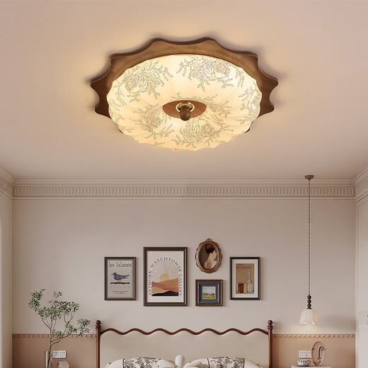 
Jundi medieval style bedroom lamp American retro LED ceiling lamp restaurant lamp simple bedroom lamp Guangdong Zhongshan lighting 3888A model - diameter 43CM - three-color dimming