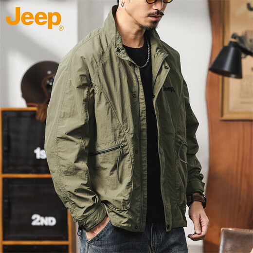 Jeep (JEEP) jacket men's autumn and winter jacket men's jacket casual loose assault work clothes tops men's military green L