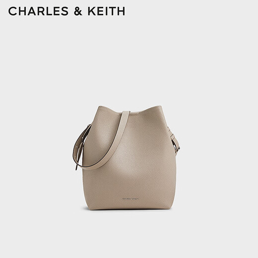 CHARLES&KEITH25夏季新品荔枝纹单肩斜挎子母水桶包七夕礼物CK2-10151504 Taupe灰褐色 M