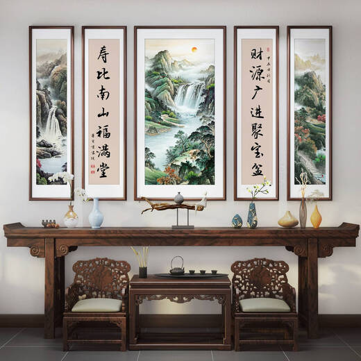 Die Gemälde von Wulianzhongtang aus der Haupthalle, dem Wohnzimmer der Villa, ist elegant, das ländliche selbstgebaute Haus, die Landschaftsdekoration Gemälde der Ahnenhalle, die 70% der Auswahl des Kunden von 14070+4 14030 cmps umweltfreundliche Ränder