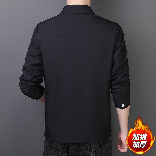 ROMON jacket men's winter business casual lapel cotton clothes cadre executive jacket men MK73 black cotton XL