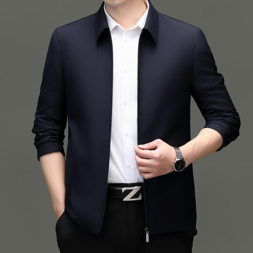 Ehangy International Luxury Marque Men de haute qualité Veste usée de haute qualité Leadership de printemps et d'été d'âge moyen et de veste de cadres administratifs Tendance marine bleu marine