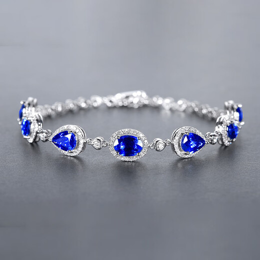 HEEKAIYI sapphire bracelet for women cornflower blue 18K diamond bracelet Chinese Valentine's Day birthday gift for wife and girlfriend Selected 5.9 carat/cornflower blue/double certificate