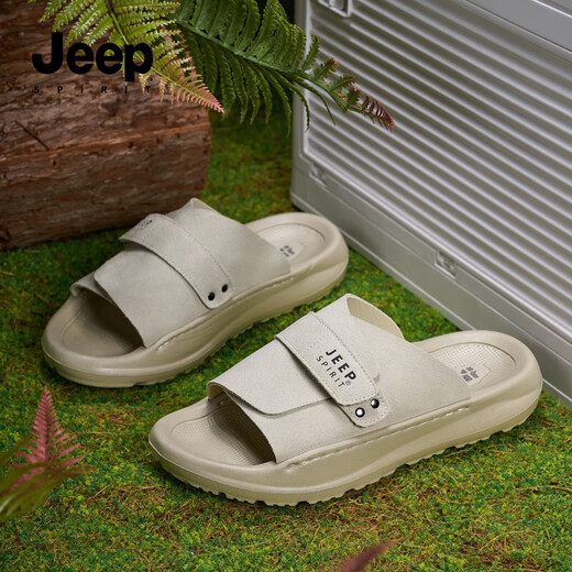JEEP SPIRIT吉普拖鞋男鞋2025夏季新款凉拖防滑外穿休闲百搭魔术贴沙滩凉鞋 岩沙色 42
