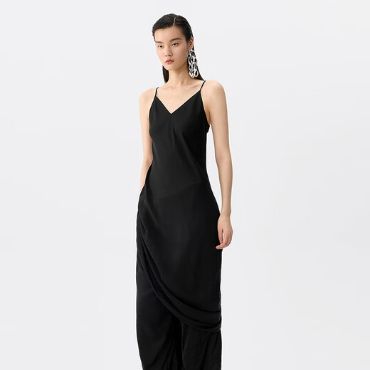
JNBY [Same Model in Shopping Mall] 25 summer new dress straight suspender V-neck 5P6G13780 001/This black M