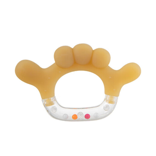 Baby teether, molar stick, baby toy, baby teether, boilable food-grade silicone anti-eating tool, OK gesture gesture-baby rattle teether + silicone anti-chain