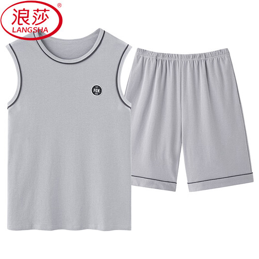 Langsha Pajamas de algodón puro de algodón de mediana edad Summer Summer Vest Shorts sin mangas papá ropa de verano de verano algodón de algodón