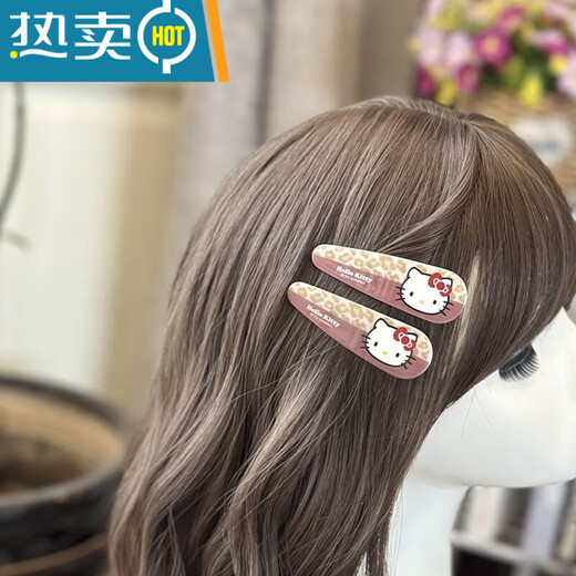 Tongrubi hairpin clips are decorated with internet celebrity hottest HelloKitty decoration autumn and winter brown leopard print BB clip girl hairpin 12187 leopard print markless hairpin pair