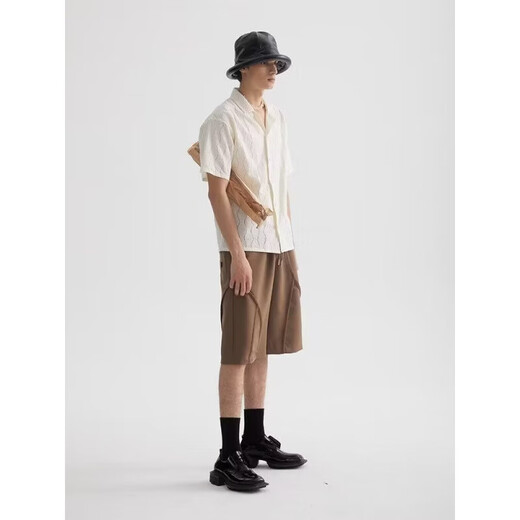 2025 hohles Kurzärmel-Hemd Japanische Hongkong-Stil Ins Lose Shirt Jungen Sommer Trendy vielseitige Freizeitjacke Aprikosen Farbe C679 Trendy Association 3xl
