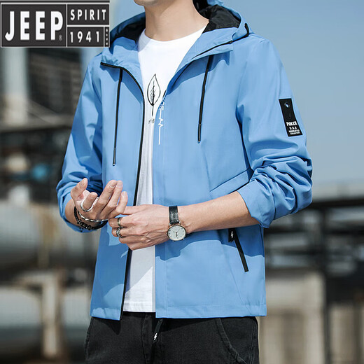 JEEP SPIRIT Jeep Spring and Autumn Hooded Fashion Jacket Men's 2025 Winter New Youth Trendy All-match Loose Casual Jacket K12131 Black M [Suggested 100-110Jin [Jin equals 0.5 kg]]
