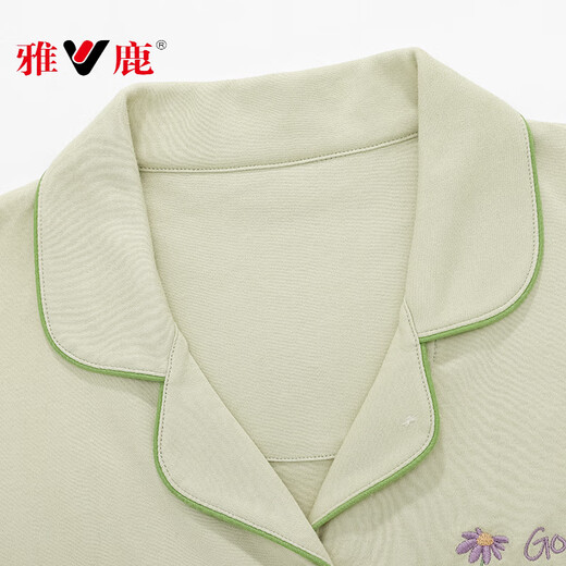 
Yalu summer pajamas for women pure cotton short-sleeved cropped pants for casual cardigans with large size home clothes two-piece set NX9896 L