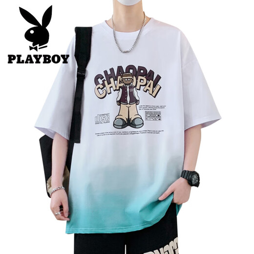 花花公子（PLAYBOY）13初高中学生夏季短袖t恤12-15岁男孩帅气上衣16大童纯|棉半袖体 6169米色(单件T恤) 品质保证 L 建议(98-110)斤左右
