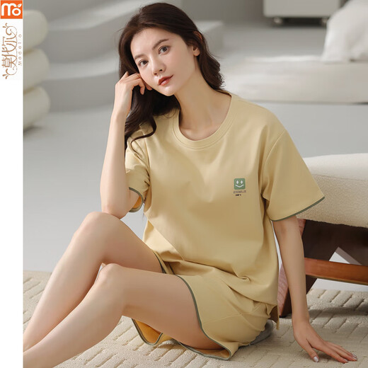 Modal Pyjamas für Frauen im Sommer 2025 neuer kurzärmeliger Anzug, Baumwolle, einfache, koreanische dünne Heimkleidung, Y9853 m (Empfohlen 75-95jin [Jin ist 0,5 kg])