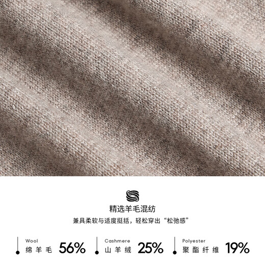 劲霸男装纯色时尚立领开衫春秋羊毛衫|HYXE3970 赭石色 XL