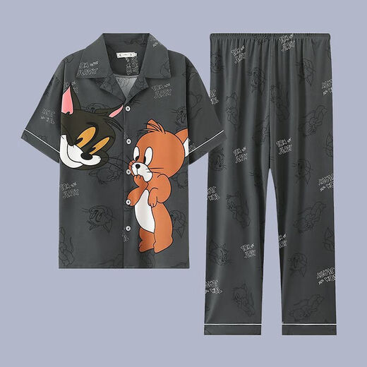 Ttpmer Pajamas Algodón de algodón de verano para hombres Pantalones de manga corta Cárdigan de verano delgada Juvenía de ropa para juventud de gran tamaño G3881 Azul (manga corta) 180 XL [recomendado 120-140Jin [Jin equivale a 0.5 kg]]
