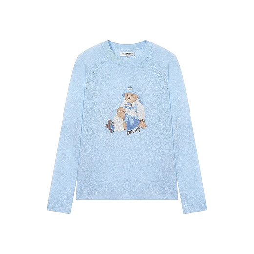 Teenie Weenie Bear Damenpullover 2025 Herbst neue Slack Lazy Style Baumwolle und Leinenmischung zweiteiler Set Hellblau M